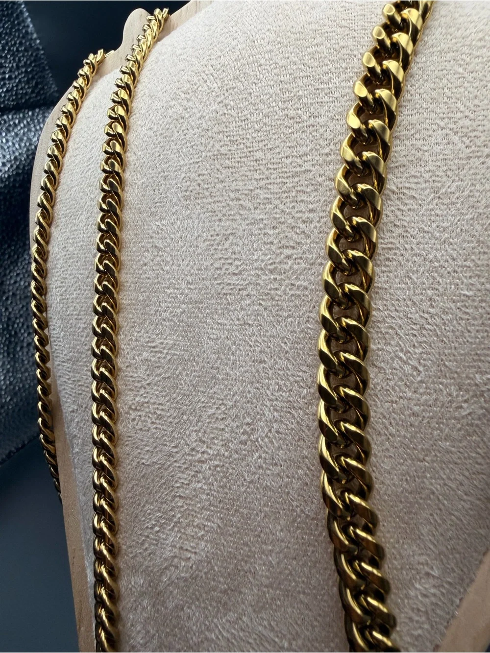 2-Piece Gold-Tone Stainless Steel Cuban Chain Set